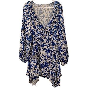 Free People Ruffle Vneck Dress. Shark Bite Hem. Sz. M